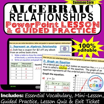 Preview of ALGEBRAIC RELATIONSHIPS PowerPoint Lesson & Guided Practice | Distance Learning
