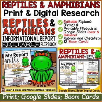Preview of REPTILES & AMPHIBIANS: PRINT & DIGITAL GOOGLE CLASSROOM DISTANCE LEARNING