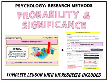 Preview of RESEARCH METHODS IN PSYCHOLOGY: Probability and Significance