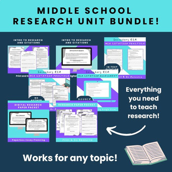 Preview of RESEARCH UNIT GROWING BUNDLE - Complete Research Unit from Lessons to Essay