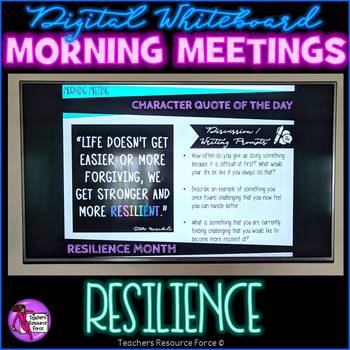 Preview of RESILIENCE Character Ed SEL Morning Meeting Digital Whiteboard