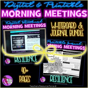 Preview of RESILIENCE Social Emotional Learning Character Ed Morning Meeting BUNDLE