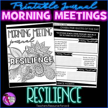 Preview of RESILIENCE Character Education SEL Morning Meeting Printable Journal