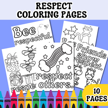 Preview of RESPECT COLORING PAGES - Week of Respect / Respect Week Coloring Activity