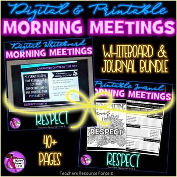Preview of RESPECT Social Emotional Learning Character Ed Morning Meeting BUNDLE