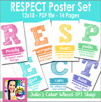 Preview of RESPECT Classroom/School Poster Set, class rules/expectations