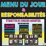 MENU DU JOUR et RESPONSABILITÉS -  French Classroom Decor