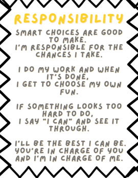 Preview of RESPONSIBILITY CHANT PRINTABLE POSTER