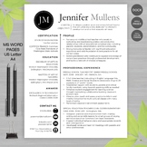 RESUME TEACHER Template For Word and Apple Pages -The Jennifer Blk Dot