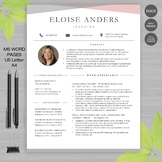 RESUME TEACHER Template For Word and Apple Pages -The Eloise