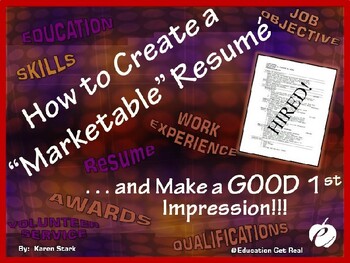 Preview of RESUME WRITING TIPS POWERPOINT - "Creating a GOOD 1st Impression"