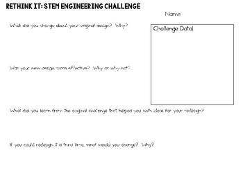 Preview of RETHINK IT Sheet - for ANY STEM CHALLENGE - FREE!