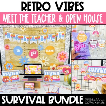 Preview of RETRO Back to School Open House | Meet the Teacher Night Survival Bundle