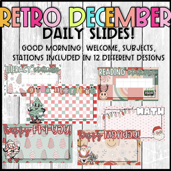 Preview of RETRO DECEMBER  Daily Slides! 12 DESIGNS!!