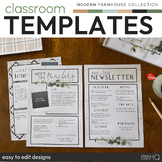 Preview of MODERN FARMHOUSE Meet The Teacher Templates + Class News | Botanical Class Decor