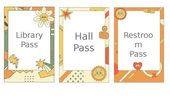 Preview of RETRO VIBES Hall Passes - Editable