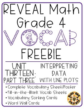 Preview of REVEAL Math Vocabulary Resources - Grade 4 U13 Part 3: Line Plots FREEBIE
