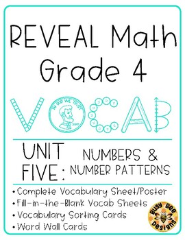 Preview of REVEAL Math Vocabulary Resources - Grade 4 U5 Number and Number Patterns