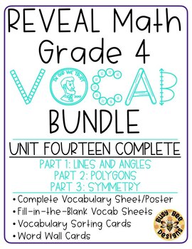 Preview of REVEAL Math Vocabulary Resources - Grade 4 Unit 14 PARTS 1,2,3 BUNDLE
