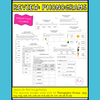Preview of REVIEW: Phonograms WORD WORK #25 95% Phonics
