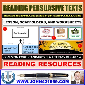 Preview of READING PERSUASIVE TEXTS LESSON AND RESOURCES