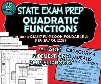 Preview of FLIP BOOK / FOLDABLE / QUIZZES - Quadratic Functions - STAAR EOC REVIEWS