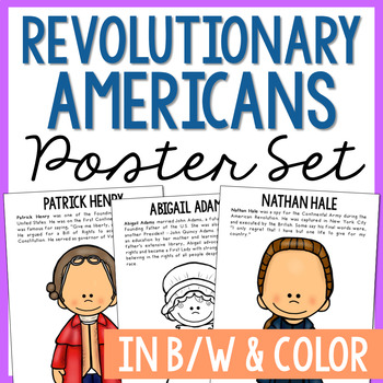 Preview of REVOLUTIONARY AMERICANS Posters | Bulletin Board | Note Pages Activity
