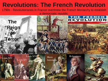 Preview of THE FRENCH REVOLUTION! visual, textual, engaging 40-slide PPT w notes
