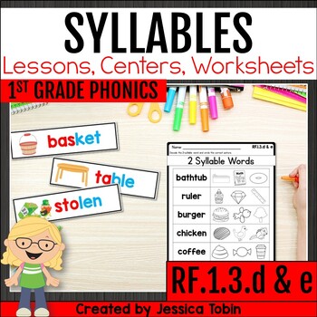 Preview of Syllables Worksheets & Lessons, Open and Closed Syllable Types RF.1.3.d RF.1.3.e