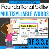 Multisyllabic Words Worksheets, Practice, Open & Closed Sy