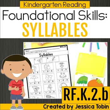 Preview of Syllables Worksheets and Lessons - Counting, Blending, and Segmenting RF.K.2.b