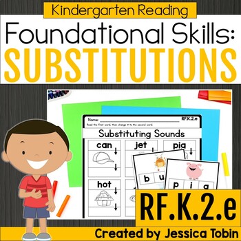 Preview of Phoneme Substitution Activities - CVC Words Worksheets and Practice RF.K.2.e