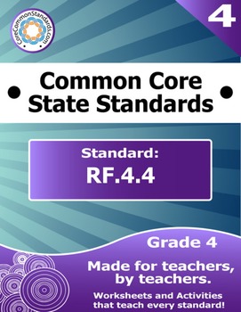Preview of RF.4.4 Fourth Grade Common Core Bundle - Worksheet, Activity, Poster, Assessment