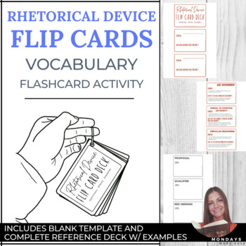 Preview of RHETORICAL DEVICE FLASHCARDS Logical Fallacies Flip Deck Booklet Templates