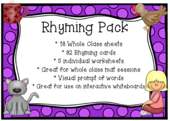 Preview of RHYME rhyming pack 18 WHICH  RHYME? flashcards CARDS 5 workshets