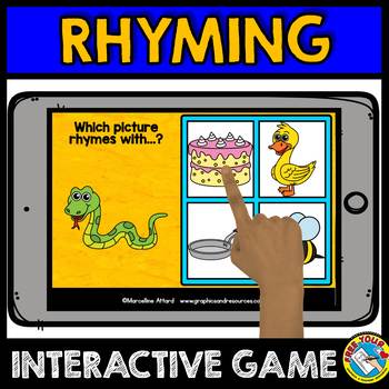 Preview of RHYMING WORDS PICTURES BOOM CARDS PHONOLOGICAL AWARENESS ACTIVITY DIGITAL GAME