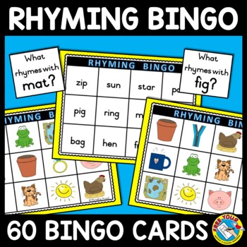 Preview of RHYMING WORDS ACTIVITY PRESCHOOL KINDERGARTEN BINGO GAME PHONOLOGICAL AWARENESS