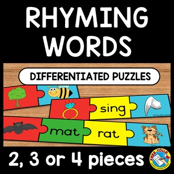 Preview of RHYME ACTIVITY PRESCHOOL MATCH RHYMING WORDS PICTURE CARDS KINDERGARTEN PUZZLES