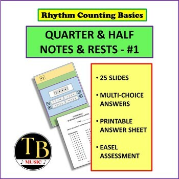 Preview of RHYTHM COUNTING BASICS QUARTER & HALF NOTES AND RESTS #1