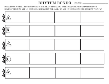Preview of RHYTHM RONDO WRITING TEMPLATE