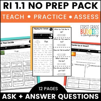 Preview of RI 1.1 Ask and Answer Questions No Prep Tasks for Instruction and Assessment