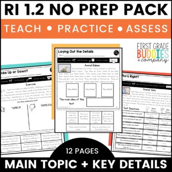 Preview of RI 1.2 Main Topic, Key Details No Prep Tasks for Instruction and Assessment