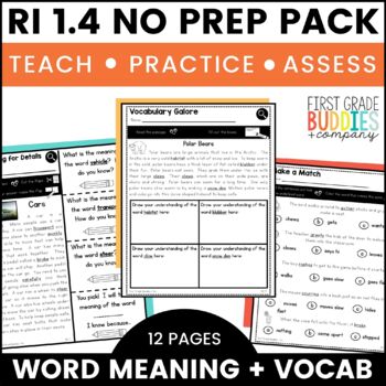 Preview of RI 1.4 Nonfiction Vocabulary No Prep Tasks for Instruction and Assessment