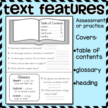 Preview of RI.1.5 Nonfiction Text Features Assessment