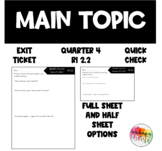 RI 2.2 Identify the Main Topic Exit Ticket Assessment 4th Qtr.