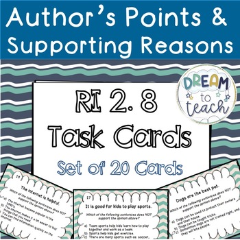 Preview of RI 2.8 Task Cards - Author's Point & Supporting Reasons