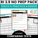 RI 2.9 Compare & Contrast Texts No Prep Tasks for Instruct