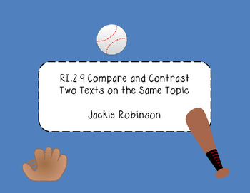 Preview of RI.2.9  Compare and Contrast Two Texts on the Same Topic- Jackie Robinson