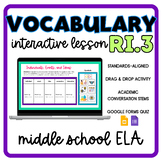 RI.3 Standards-Based Vocabulary Interactive Lesson- Indivi