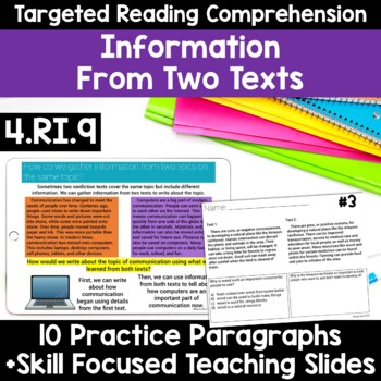 Preview of RI.4.9 Information From Two Texts - Google Classroom and Print